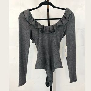 Capulet Nelly Bodysuit Pebble Rib Gray Ruffle